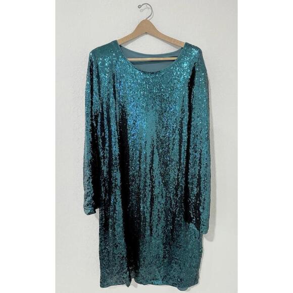 Dresses & Skirts - NWT Pinup Fashion Womens Sequin Dress Long Sleeve Green Coctail Plus Size 24